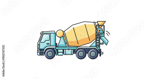 Cement mixer truck on wheels.