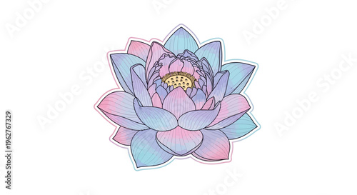 Colorful Pastel Lotus Flower Illustration.