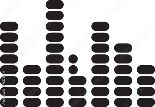 Modern Sound Equalizer Icon with Rounded Audio Bars Waveform