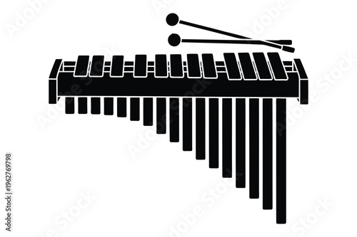 Marimba and mallets vector silhouette