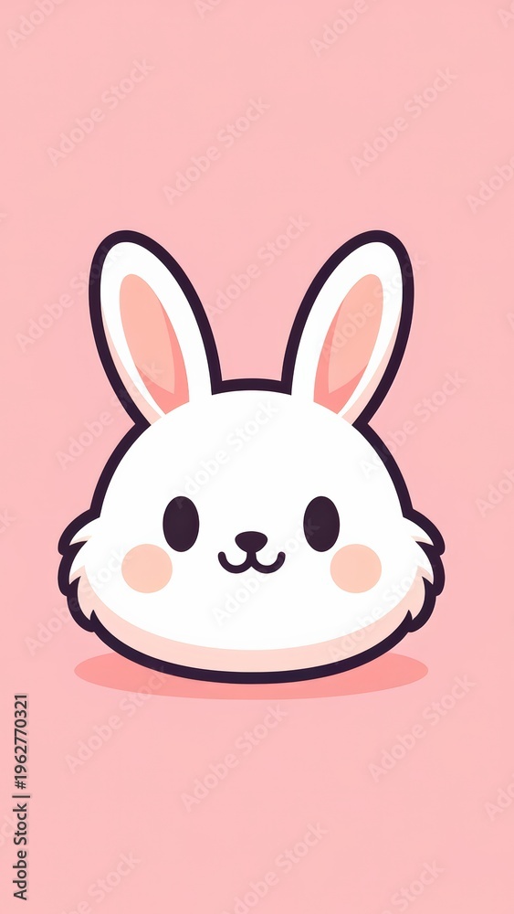Obraz premium cute bunny emoji kawaii minimal character on pastel pink background