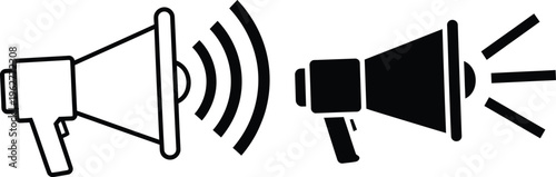 Megaphone and Loudspeaker Vector Icon Set