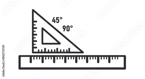 Set square ruler tool instrument.