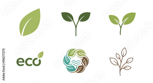 Eco friendly leaf logo icons green.