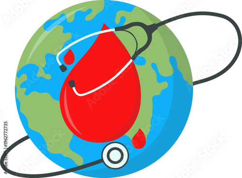 Blood Drop Thalassemia Day Illustration. Blood Genetic Disorder, Hemoglobin Shape, Thalassemia Awarness. Vector Isolated