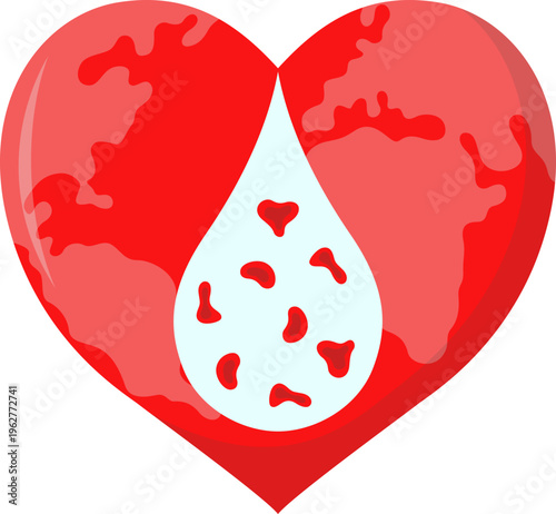 Blood Drop Thalassemia Day Illustration. Blood Genetic Disorder, Hemoglobin Shape, Thalassemia Awarness. Vector Isolated