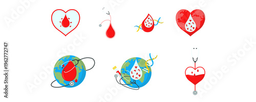 Blood Drop Thalassemia Day Illustration. Blood Genetic Disorder, Hemoglobin Shape, Thalassemia Awarness. Vector Isolated