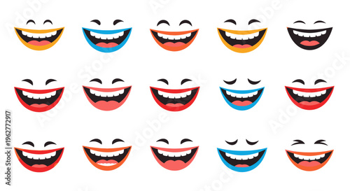 Colorful Smiling Faces Emotions Expression.