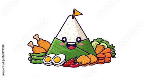 Cartoon Triangle Food Character Smiling Face.