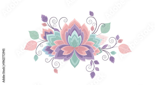 Colorful flower mandala design element.