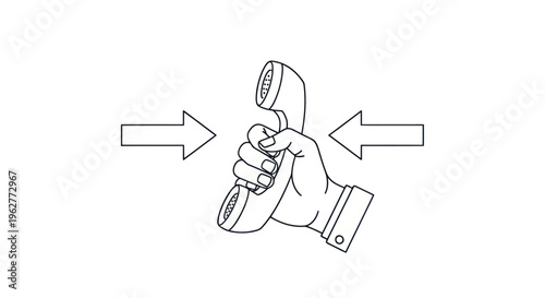 Hand Holding Rotary Phone Receiver.