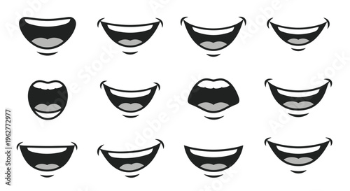 Variety of Smiling Mouths and Lips.