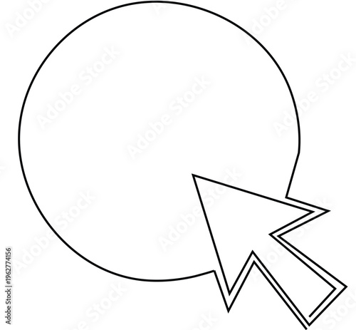 Minimalist Continuous Line Illustration of Circle with Arrow Cursor Representing Digital Interaction Selection and User Interface Concept