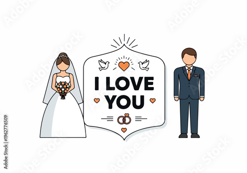 A wedding couple, bride and groom, embracing the timeless symbol of love with heartfelt declarations of affection and commitment