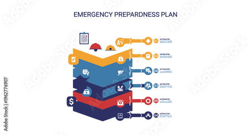 Emergency Preparedness Plan Infographic with Icons and Layers