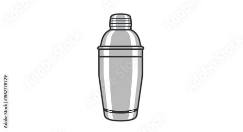 Cocktail shaker in silver metal.