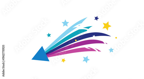 Colorful starry arrow graphic design element.