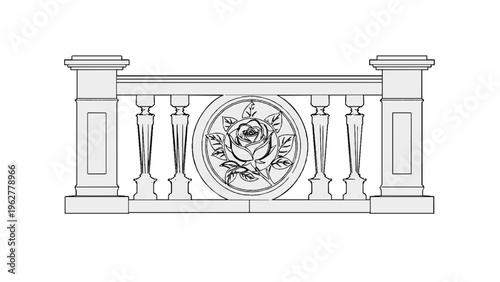 2D Concrete Balustrade Design Drawing