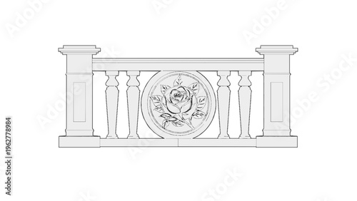 2D Concrete Balustrade Design Drawing