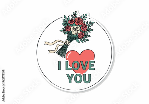 Beautiful floral arrangement with a heart and the words 'I Love You,' perfect for expressing affection and admiration in a heartfelt way
