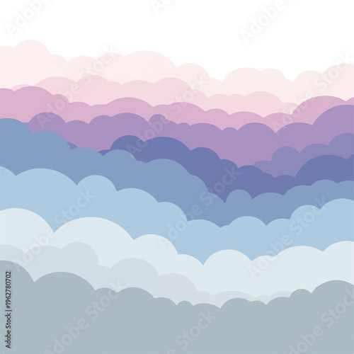 Colorful, layered cloud formations in shades of blue, purple, and pink