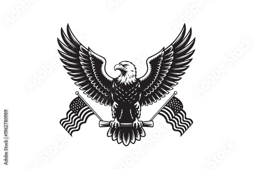 Eagle with American Flags Wings Illustration vector