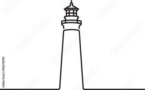 Simple black and white lighthouse illustration