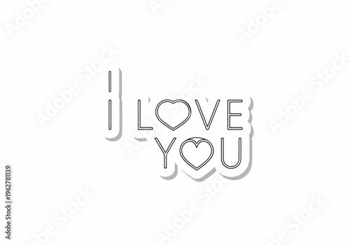 I Love You Typography with Heart Shapes