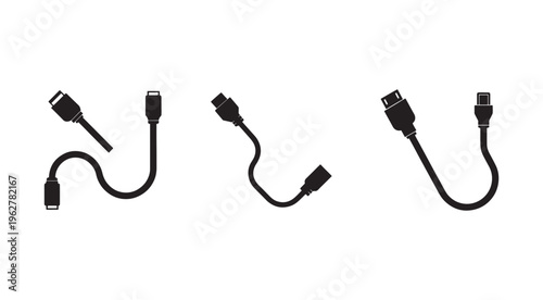 Set of usb type c cables with different connectors on white background  electronic accessories