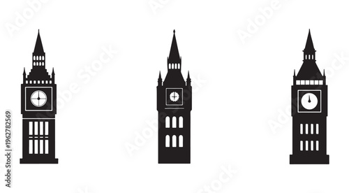 Silhouette of big ben clock tower in London England iconic landmark architecture  famous historical building  clock faces  Gothic style  urban landscape  cityscape