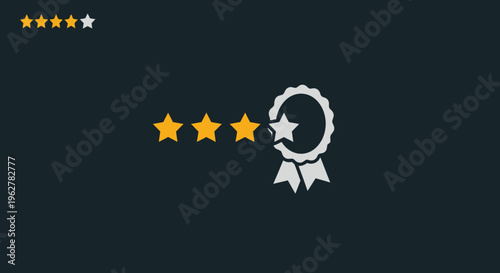 Rating, review, star icons, vector, gold stars, ribbons, awards, recognition, feedback, evaluation, assessment