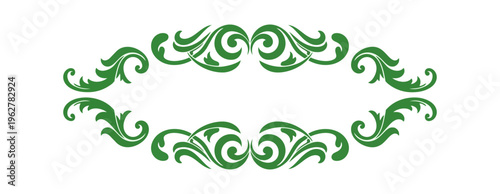 Decorative green floral design on black background