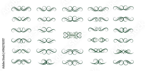 Decorative ornamental design elements collection on black background