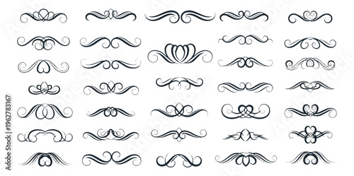 Decorative ornamental design elements collection on dark background