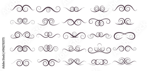 Decorative ornamental design elements collection on black background