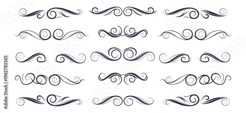 Decorative swirls and flourishes on black background