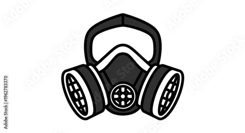 Black gas mask protection equipment.