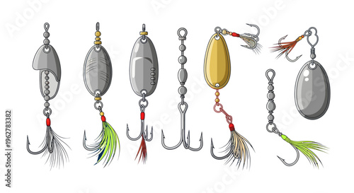 Fishing Lures with Hooks and Spoons.