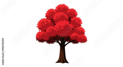 Vibrant Red Tree with Foliage.
