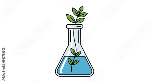 Plant Growing in Laboratory Flask.