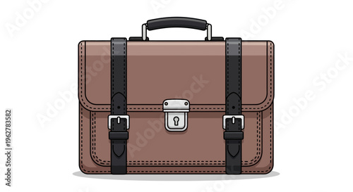 Brown leather business briefcase handbag.