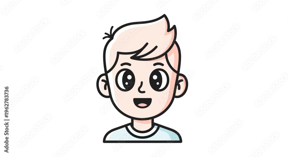 Obraz premium Smiling cartoon boy with short hair.