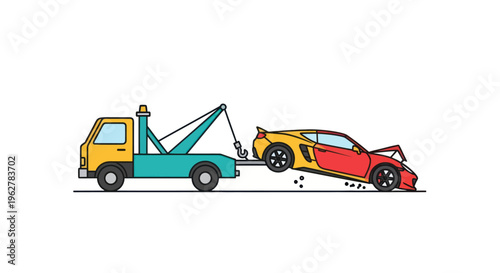 Tow truck pulling damaged sports car.