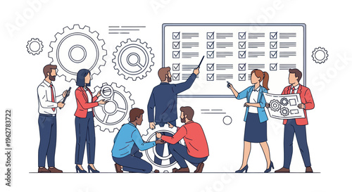 Business people working together on project.