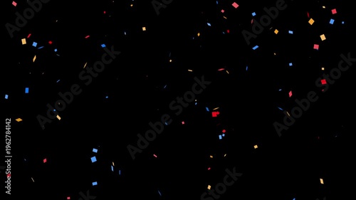 Confetti falling on black background . Celebratory explosion festive confetti popper falling