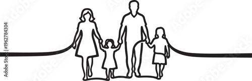 Simple Family Line Drawing Illustration