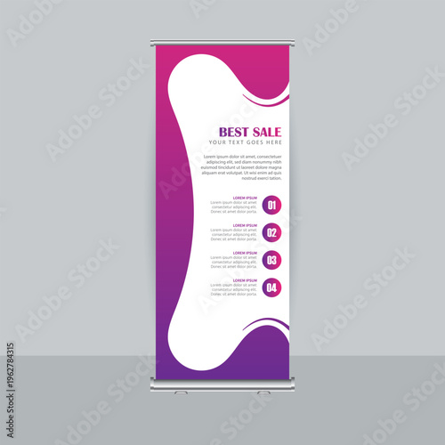 Business promotion roll up banner with multi-step infographic style