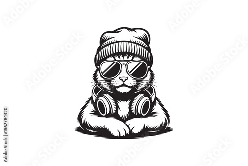 Cat Wearing Sunglasses Illustration vector