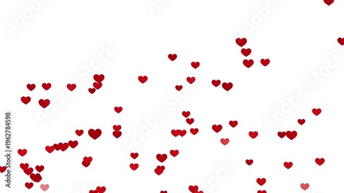 Red love hearts flying animation on white background for social media . Hearts motion background . Floating red hearts animation 