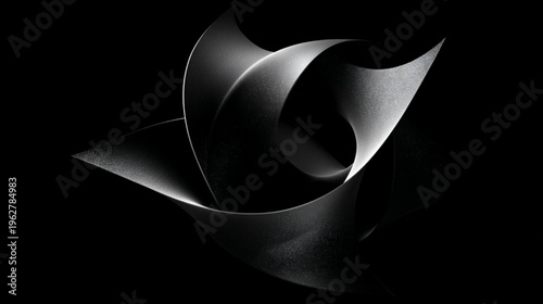 Curved Metallic Sheets Twisted Together In Dark Background For Abstract Industrial Concepts